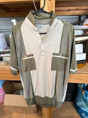 Men’s Short Sleeve Olive & Cream Polo Shirt